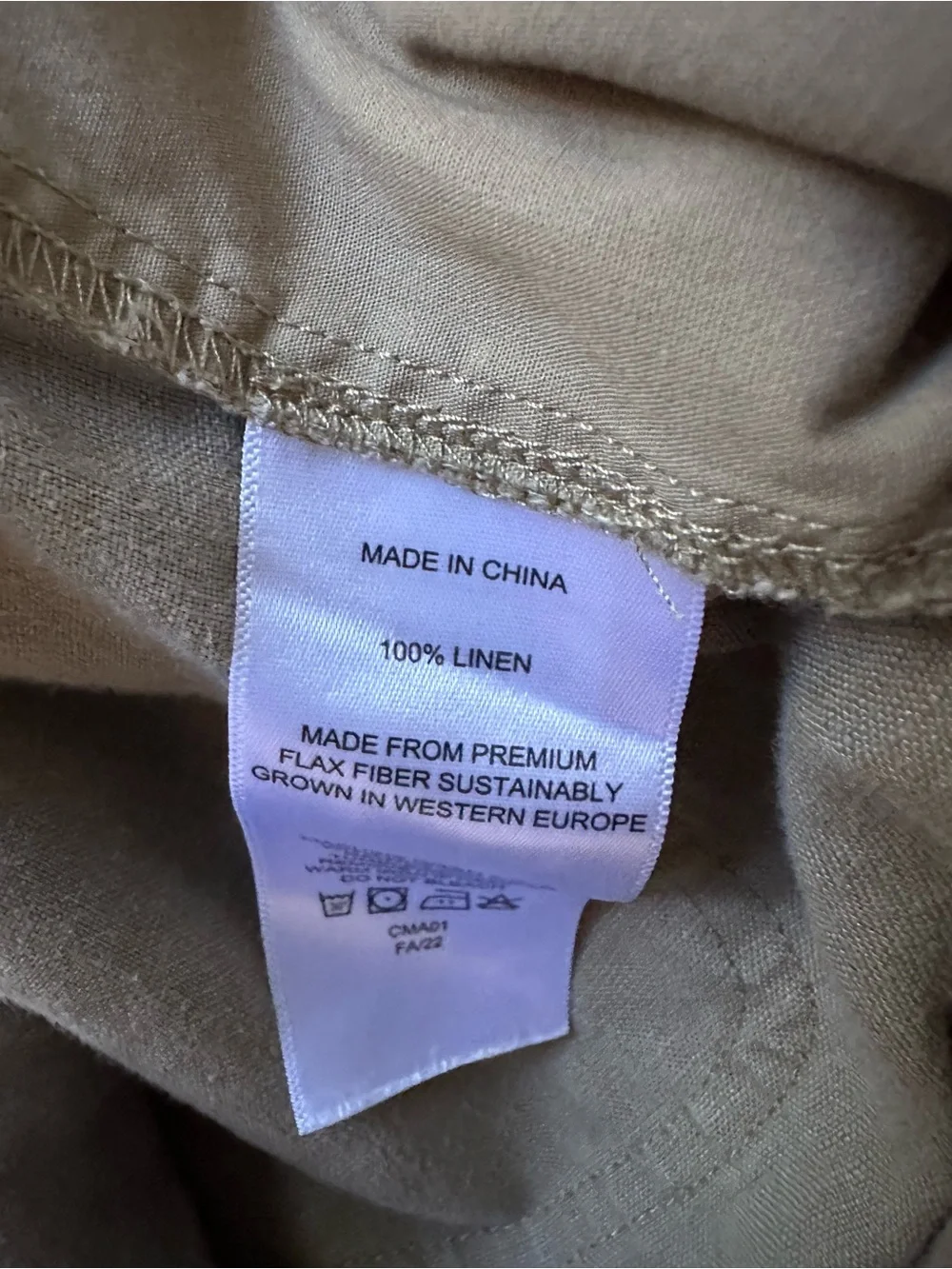 Quince 100% European Linen Pull On Pants Olive Green Elastic Waist Medium